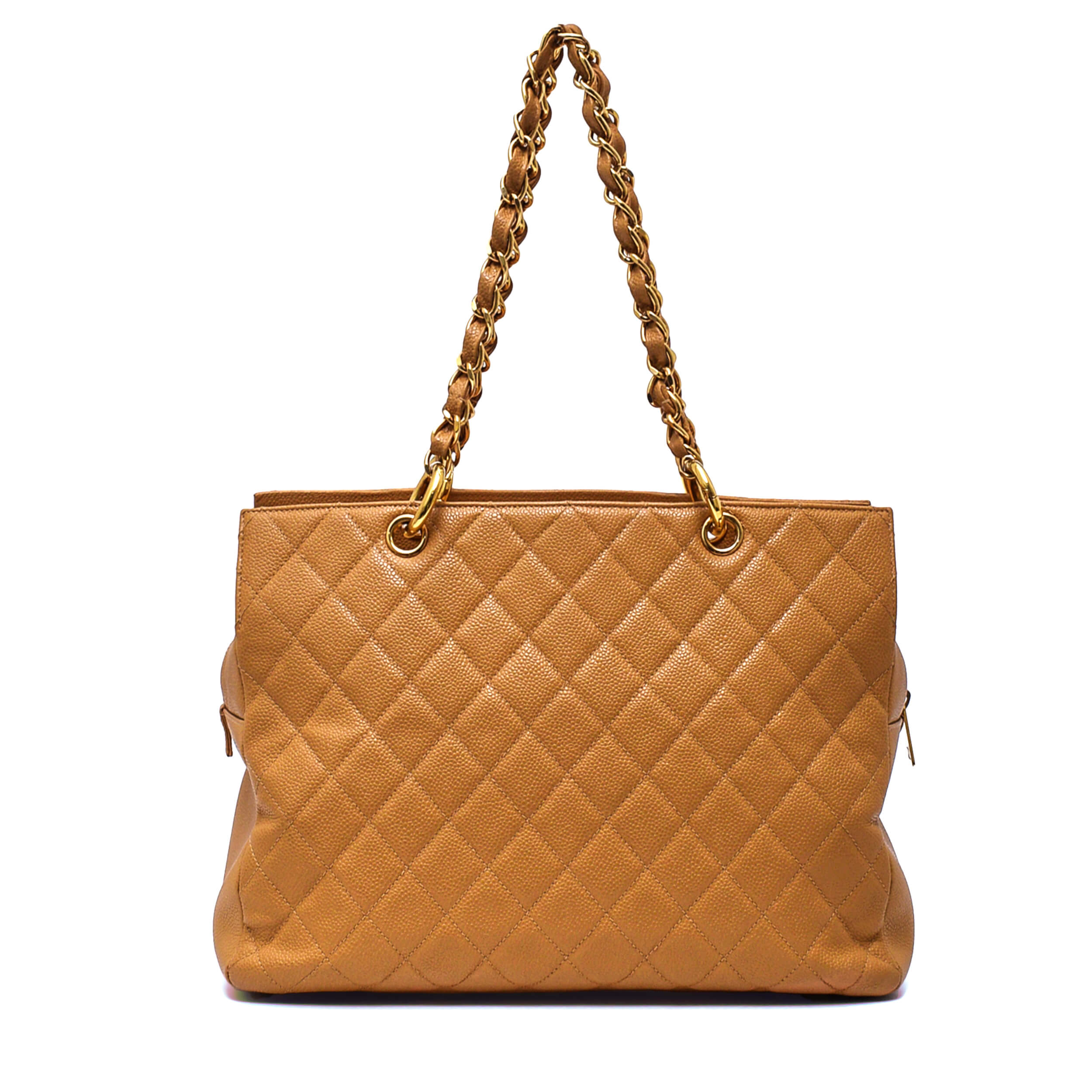 Chanel -Beige Quilted Caviar Leather GST Medium Tote Bag